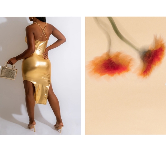 Chain Decor Backless Split Hem Bodycon Dress - Picture 2 of 2